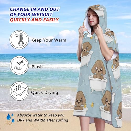 Poncho de surf grande taille bleu pour se changer facilement sans serviette - 5