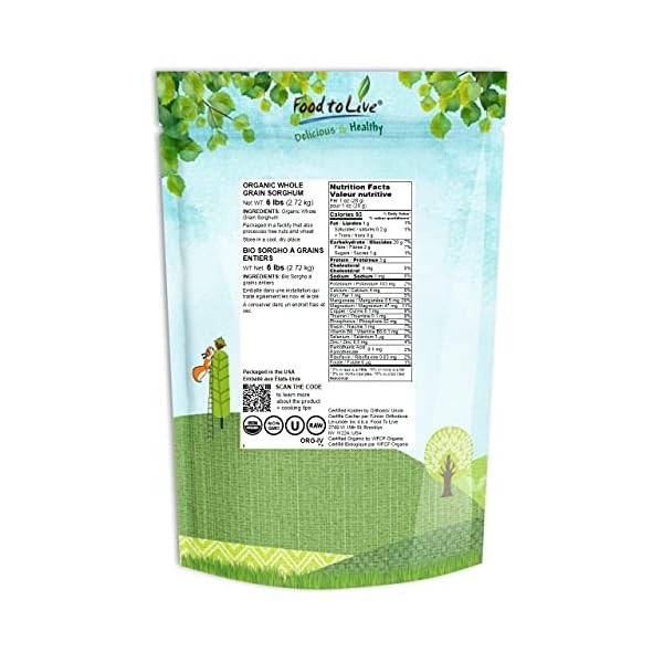 Organic-Whole-Grain-Sorghum-6-Pounds--Non-GMO-White-Groats-Raw-Milo-Seeds-Vegan-Kosher-Bulk-Broom-corn-Durra-is-Great-for-Making-Flour-and-Popped-Jowar-Dhani Organic Whole Grain Sorghum, 6 Pounds — Non-GMO White Groats. Raw Milo Seeds. Vegan, Bulk Broom-corn. Durra is Great for Making Flour and Popped Jowar Dhani