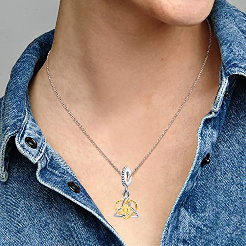 Good Luck Irish Celtic Knot Charm Sunflower Bead for Pandora Bracelet Mom Gift4