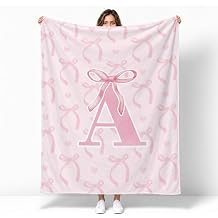 Coquette Pink Bow Initial A Throw Blanket for Couch 50x60 Inches