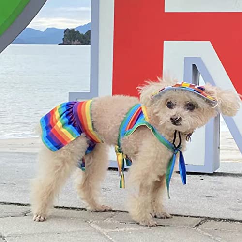 Dog Bikini Swimsuit Summer Doggie Bathing Dress Leopard Rainbow Cat Skirt Beach Outfit For Puppy Dog Cat (M, Rainbow) #TOP4