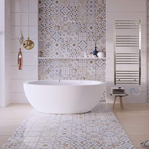 Valdern Prefilled Electric Heated Chrome Towel Rail Warmer Bathroom Radiator (500 mm (W) x 1000 mm (H) - 300Watt)