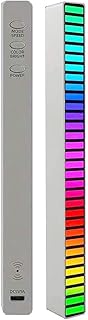 HSLY RGB Strip Lights, Voice-Activated Pickup Rhythm Light Colorful Rhythm Music Atmosphere Car Desktop LED Light,Multi-Colored Music Sound Control Colour Changing Room Lights (Color : White)