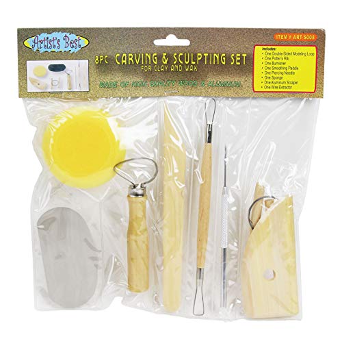 Artist's Best 8 Piece | Wheel Throwing Pottery Tool Kit | Ceramic Clay Tools Set | Clay Wax Pottery Tool Kit |Ceramics Wax Carving Sculpting Modeling Tools #TOP7