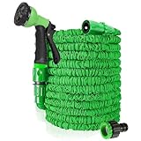 HGLCM Tuyau d'arrosage extensible de 7.5m/15m/22.5m/30m/37.5m 3 fois, magique flexible, anti-fuite, léger et facile à ranger(Vert,30m)