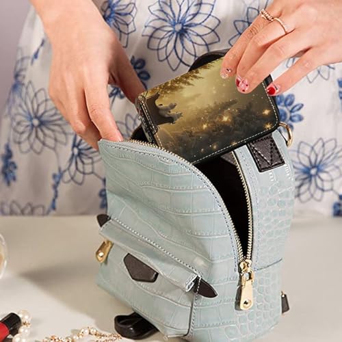 Small RFID Credit Card Holder Wallet with Zipper, Leather Wallet Case for Women Christmas Background3