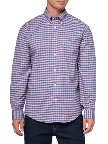 Brooks Brothers Stretch Cotton Non-Iron Oxford Polo Button Down Collar, Navy Ground Check Shirt, Navygroundchk