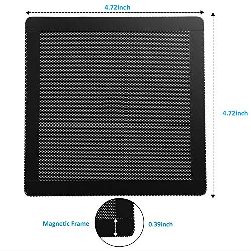 120Mm Fan Dust Filter Mesh 4.72Inch Magnetic Frame Pvc Pc Computer Case Fan Dust Mesh Cover Grills Black 5-Pack #TOP4
