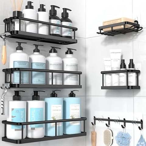 YASONIC Shower Caddy 9 Pack Rustproof Shower Organizer, Large Capacity Shower Shelves for Inside Shower, Bathroom Organizers and Storage with Soap Holder and Hooks Cover