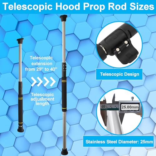 Image of Telescopic Hood Prop Rod, 29 to 40 inches Hood Prop Holder Tool for Car Trunk Universal Engine Support Bar Stainless Steel Material with Comfortable Sponge Handle Telescoping Adjustable