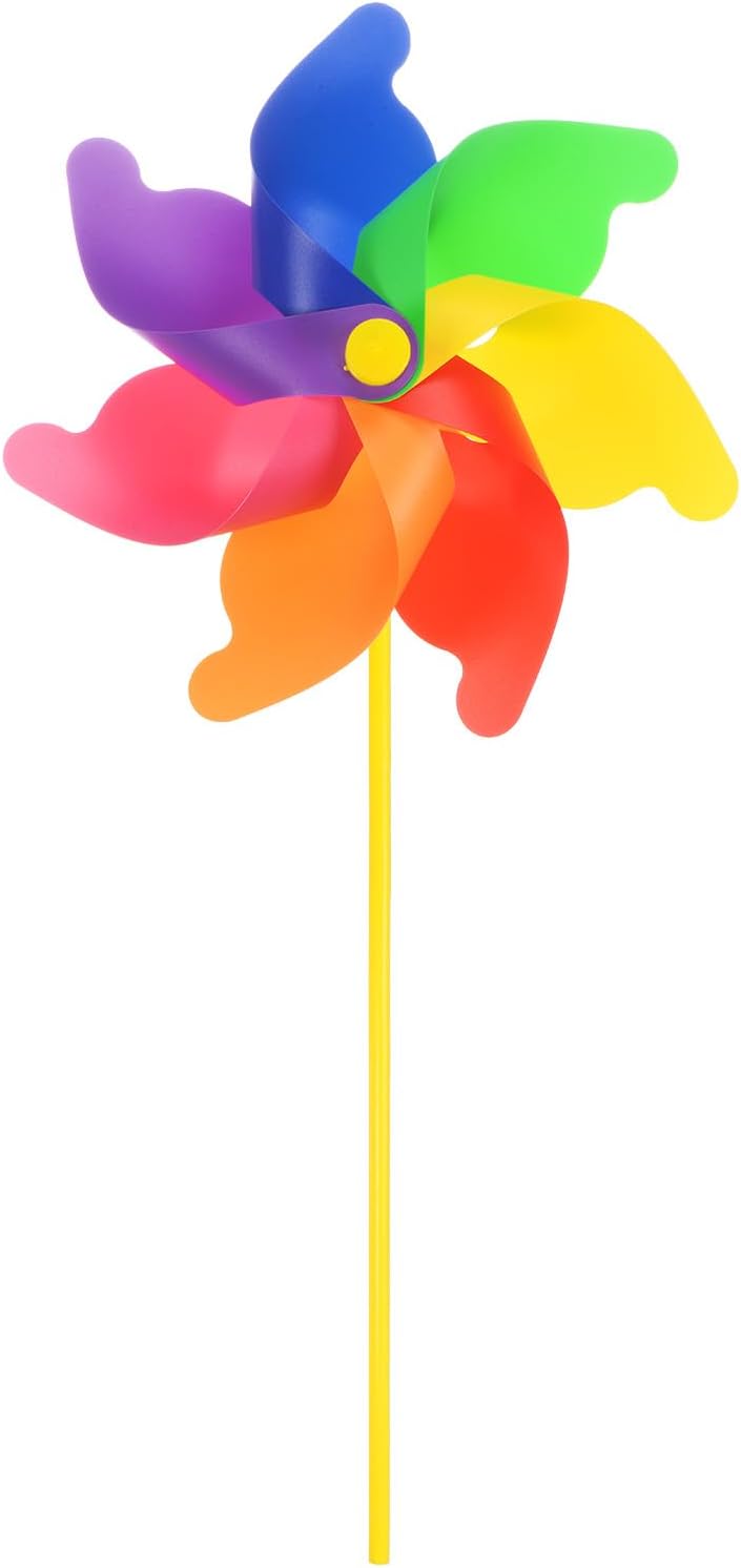 HARFINGTON Rainbow Pinwheels 20.5 Inch 7 Leaves Wind Plastic Windmill for Party Decorations Outdoor Decor Lawn Yard Garden Patio, Colorful