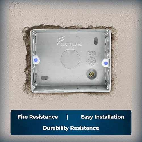 Image of Forus 4x3 Inch Concealed GI Sheet Metal Modular Box 3-Module Heavy-Duty Rustproof Galvanized Iron | 18 Gauge Flush Mount Electrical Junction Box for Home, Office, Industrial Wiring | (4Pc)