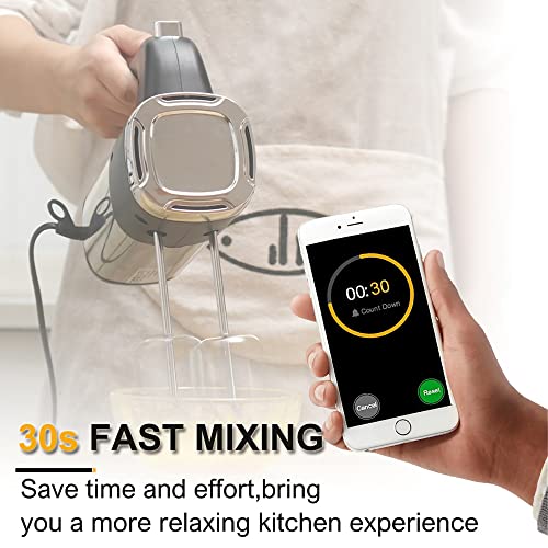 Sonifer Frullatore a mano in acciaio inox, 500 W, miscelatore elettrico, 5 livelli più turbo, design pulsante di espulsione, lavabile in lavastoviglie, 2 ganci, 2 fruste, 1 base - immagine 6