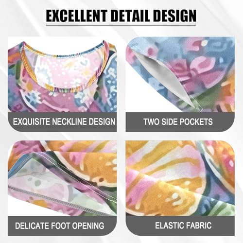 Summer Pajama Set Pastel Easter Eggs Pattern, Short Sleeve Sleepwear Nightwear4