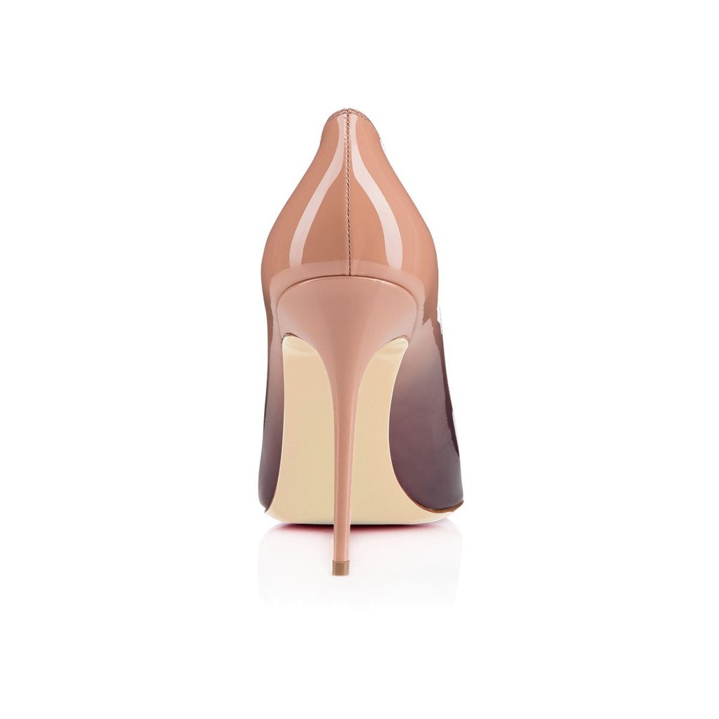 Elashe Women's Stiletto Heel Slip on Pumps High Heel 10 CM 4 Pouces Closed Toe Pointed Toe en Cuir Verni Noir pour Wedding Bride Party & Élégance Urbaine