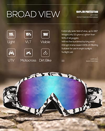 Image of BATFOX Dirt Bike ATV Goggles Motorcycle Gear Riding Motocross Dirtbike 4-Wheeler MX DH Accessories Goggles Glasses for Men Women Youth UV400 Protection Dust-proof Anti-Slip Strap