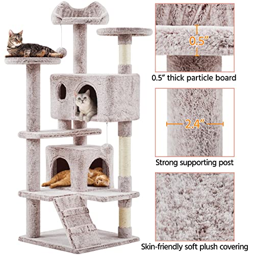 image for Yaheetech 54in Cat Tree, Cat Tower with Double Cat Condo, Sisal Scratc