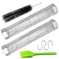 Aushucu 2pcs Smoker Tube 12in Pellet Smoker Tube Stainless Steel Smoke Tube for Hot or Cold Smoking 5 Hours of Billowing smoke Portable BBQ Smoking tube Generator Electric Charcoal Gas Grill Smoker