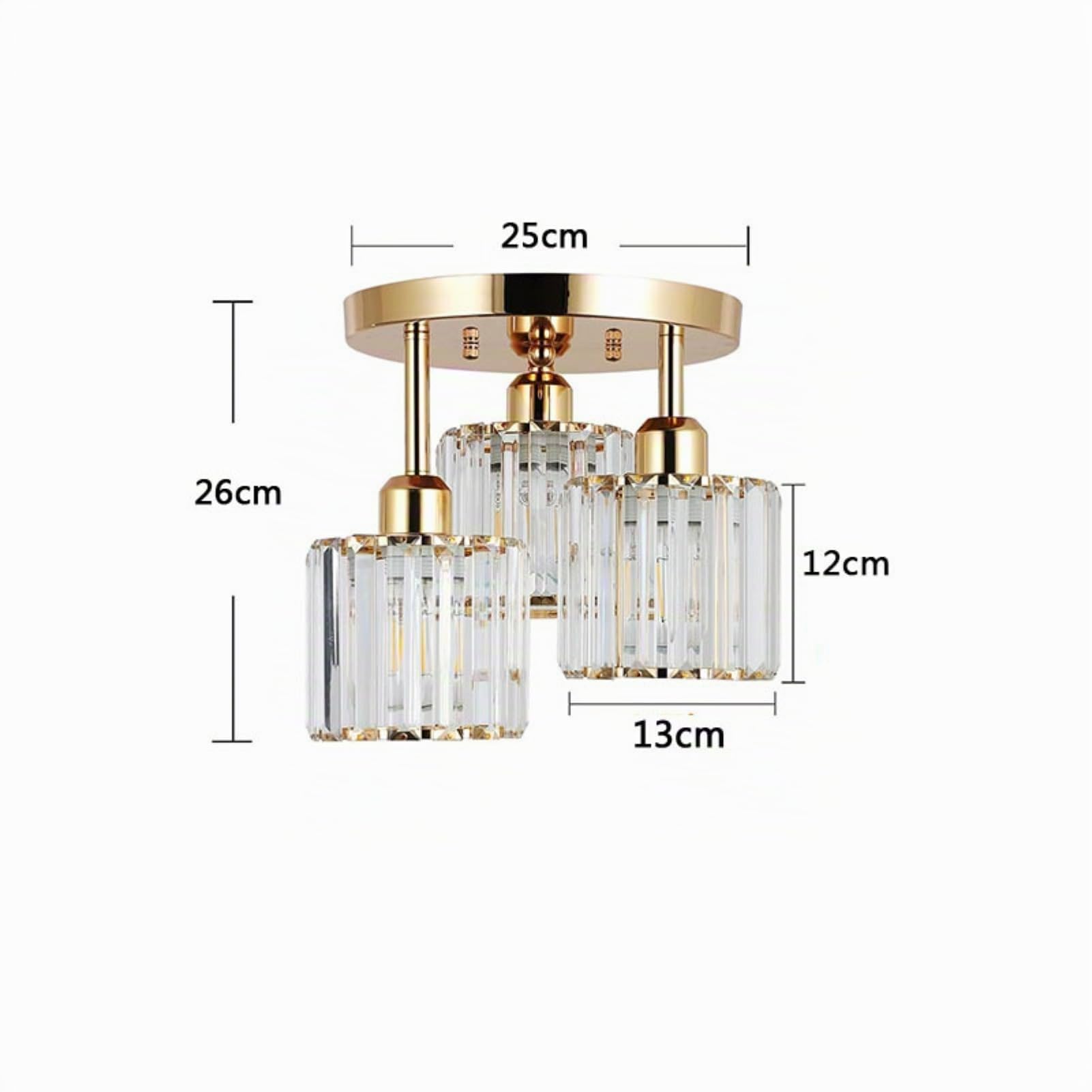 ‌Lámpara de Araña de Cristal Moderna E26 - Techo Colgante con 3 Luces LED, Pantalla Elegante - Ideal para Sala, Dormitorio, Cocina, Pasillo o Baño
