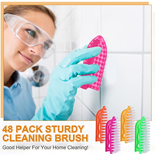 Image of Eaasty 48 Pack Cleaning Brush Scrub Brush with Comfortable Grip Stiff Bristles Dish Scrub Brush Kitchen Scrub Brush Household Carpet Brush for Bathroom, Shower, Sink, Floor, Bathtub, Tile, 4 Colors
