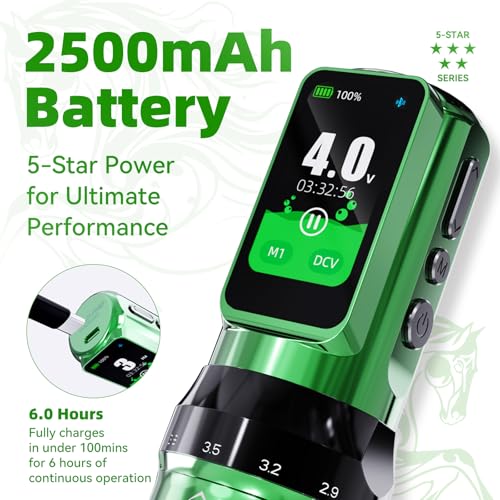 Mast Tattoo Fold Pro Year of the Horse Wireless Tattoo Gun Machine Mcore-C4 Motor 7 Adjustable Strokes 2.5-4.5mm Rotary Tattoo Machine for Lining Shading Color Packing - Thumbnail 7