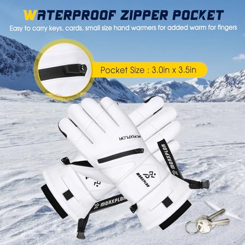 MORXPLOR Ski Gloves with Wrist Guards Low Profile,Double-Side Wrist Protection Pair Snowboarding Gloves - Thumbnail 5