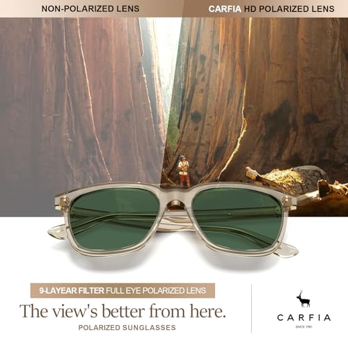 Image of CARFIA Acetate Polarized Sunglasses for Men UV400 Protection Classic Retro Square Shades Driving Glasses