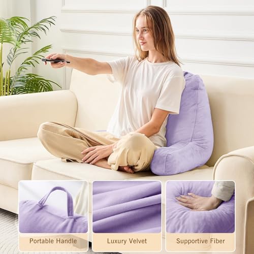 Image of Sasttie Reading Pillow for Bed, Back Pillow for Sitting Up, Lavender