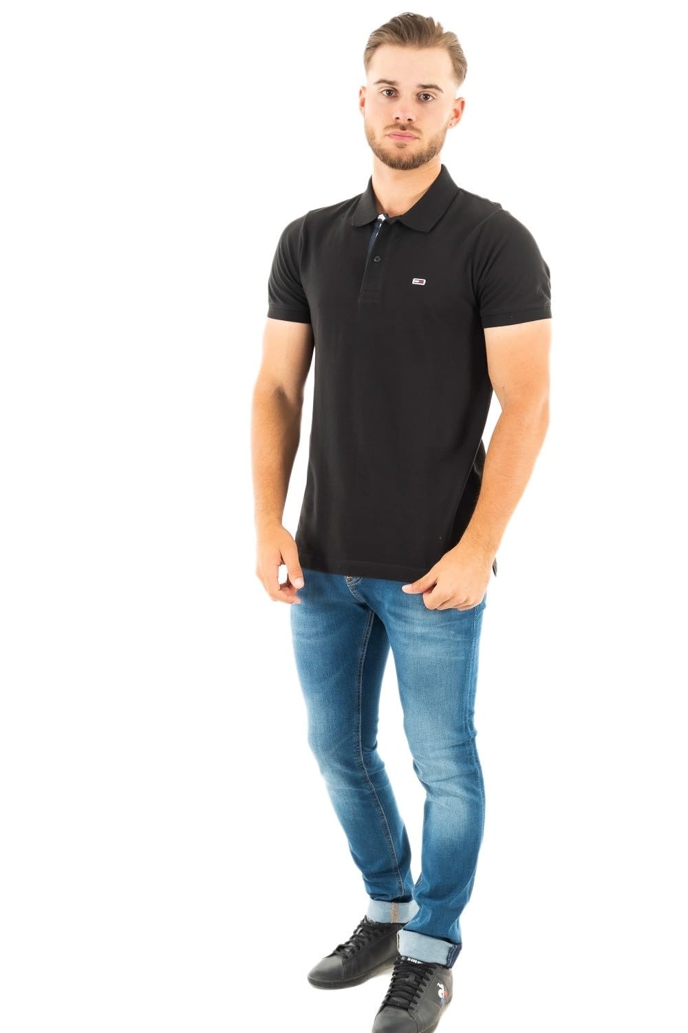Tommy Jeans Men's Tjm Slim Placket Polo Dm0dm15370 S/S Polos, Black, XXL