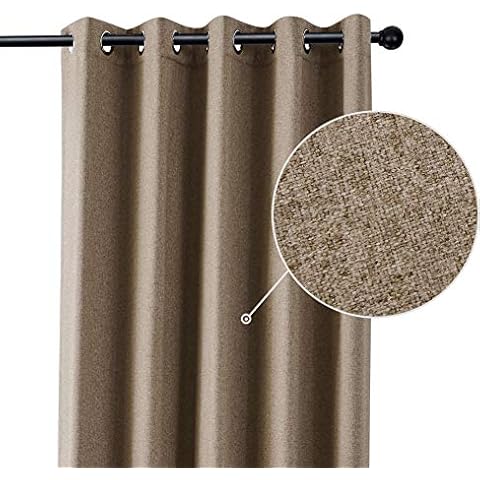 Coastline Luna brushed blackout eyelet curtains Mocha Camel Coffee thermal insulated window treatment 2 panels blinds floor curtains for bedroom,Livingroom,Kids nursery room Width 66" x Drop 90" Cover