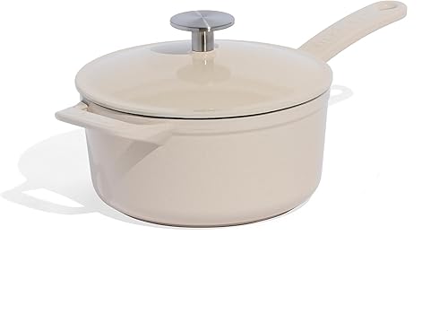 Miniatura 2 de Made In Utensilios de cocina - Cacerola de hierro fundido esmaltado de 2 cuartos de galón con tapa, color rojo, hierro fundido esmaltado a mano,