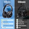 uliptz casque bluetooth sans fil, 65 heures de d’écoute, 6 eq du son modes, casque stéréo hifi avec microphone, pliable léger casque bluetooth 5.3 pour voyage/travailler/téléphoner/pc