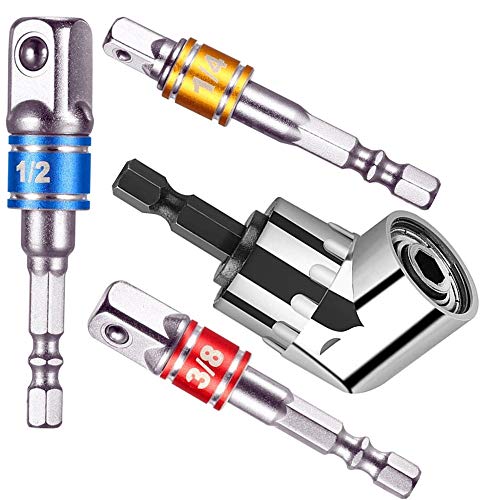 Impact Grade Socket Wrench Adapter+105 Right Angle Drill Degree Adapter Attachment 1/4