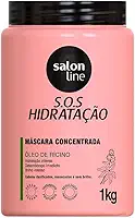 Salon Line, Máscara Capilar, SOS Hidratação, Óleo de Rícino, Vegana - Cabelos Todos os Tipos de Cabelos, 1 Kg