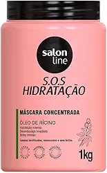 Salon Line, Máscara Capilar, SOS Hidratação, Óleo de Rícino, Vegana - Cabelos Todos os Tipos de Cabelos, 1 Kg