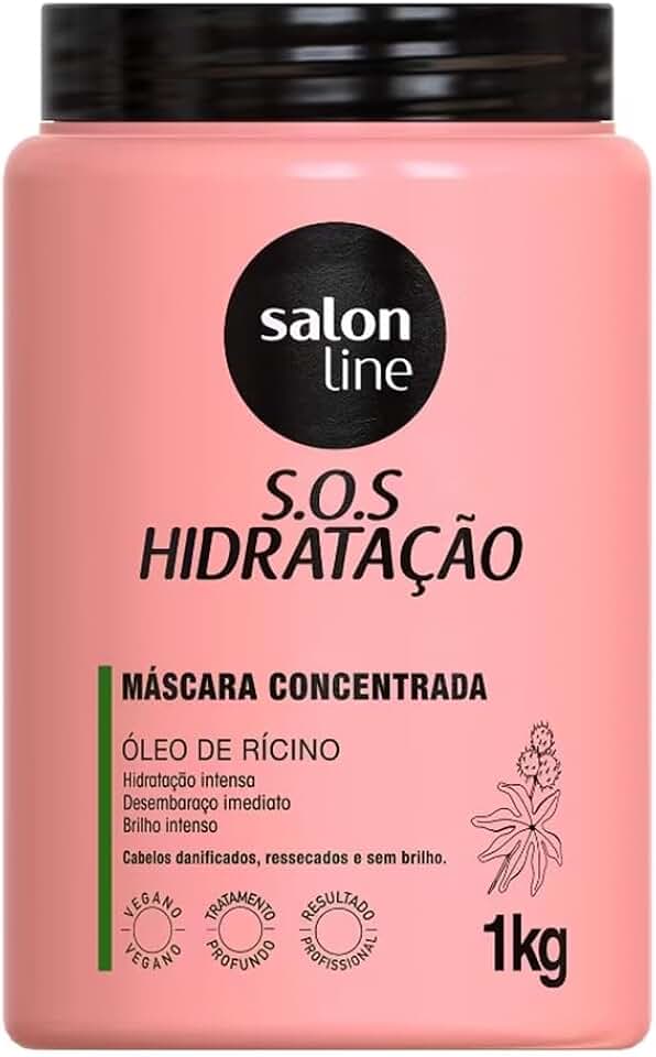 Salon Line, Máscara Capilar, SOS Hidratação, Óleo de Rícino, Vegana - Cabelos Todos os Tipos de Cabelos, 1 Kg