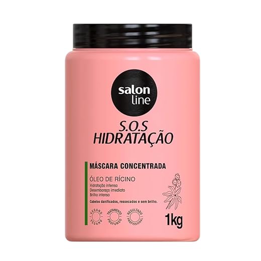 Salon Line, Máscara Capilar, SOS Hidratação, Óleo de Rícino, Vegana - Cabelos Todos os Tipos de Cabelos, 1 Kg