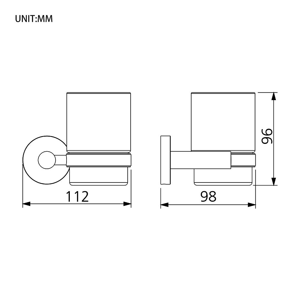 GRIFEMA Ibiza - Portavaso y Vaso de pared, Vaso con soporte, accesorios de baño, Latón, Cromo