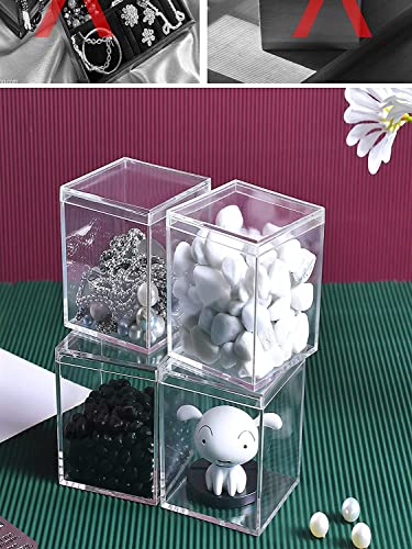 Image of Premium Acrylic Transparent Jewellery Storage Box with Lid For Multipurpose use Cosmetic, Office, and Stationery Items Etc (L8X8DX10H CM 4MM).