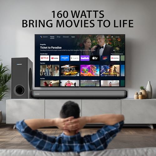 Image of Blaupunkt SBW Chicago 50 2.1 CH Soundbar with Wired Subwoofeer I 160W RMS I HDMI-ARC I Bluetooth I AUX I USB I Remote Control with Equalizer