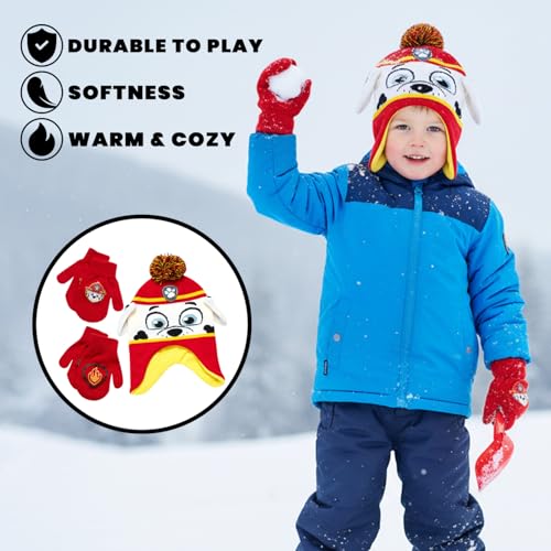 Image of Nickelodeon Boys Paw Patrol Winter Hat, 2 Pair Gloves or Mittens (Toddler /Little Boys)