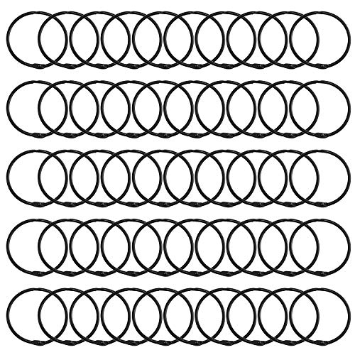 Lind Kitchen 50PCS 2\" Book Ring Metal Loose Leaf Binder Hinged Buckle Binding Rings Scrapbook Sketchbook Craft Photo Album DIY Black 51mm