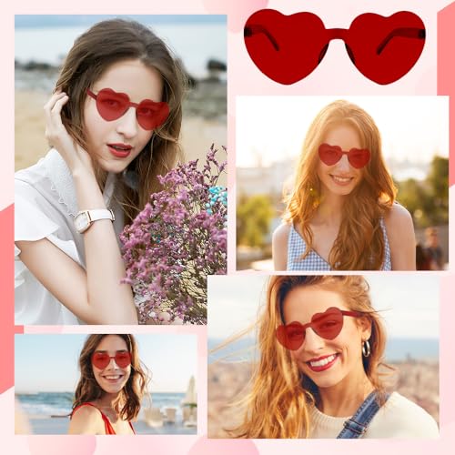 Women's Heart Shaped Sunglasses - Red Glasses for Girls, Bride, Party, Festival - Bulk Sunglasses3