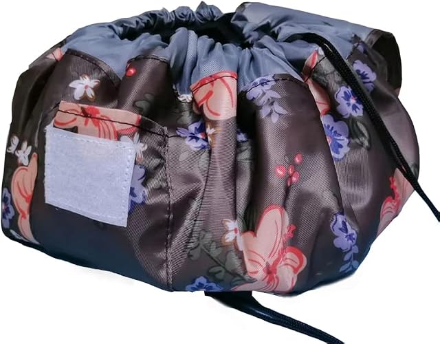 Lazy Makeup Bag, Fumxin Lazy Cosmetic Bag Portable Large Travel Toiletry Bag Pouch Lazy Quick Drawstring Make up Bag Pouch Storage Organiser for Women Girls