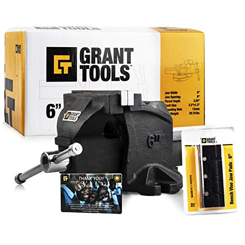Grant Tools Professional Bench Vise Fixed Base (4" And 6" Available) | 2 Vise Jaws Included | With Each Vise Sold 1 Solar Light Is Donated To A Child Abroad In Need Via Extend The Day (4") #TOP18
