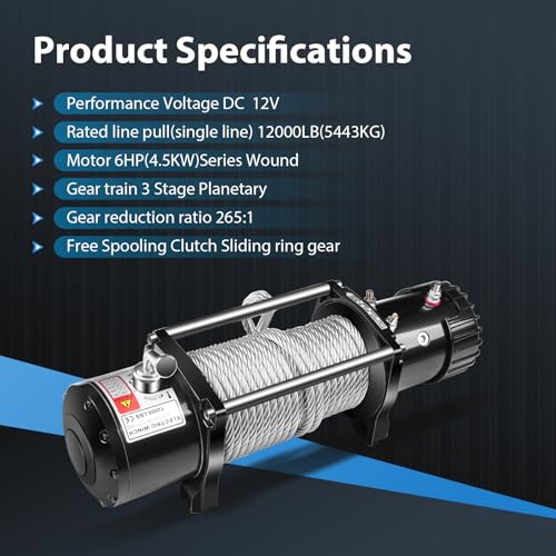 Winch eléctrico 12000LBS con control remoto inalámbrico miniatura 4