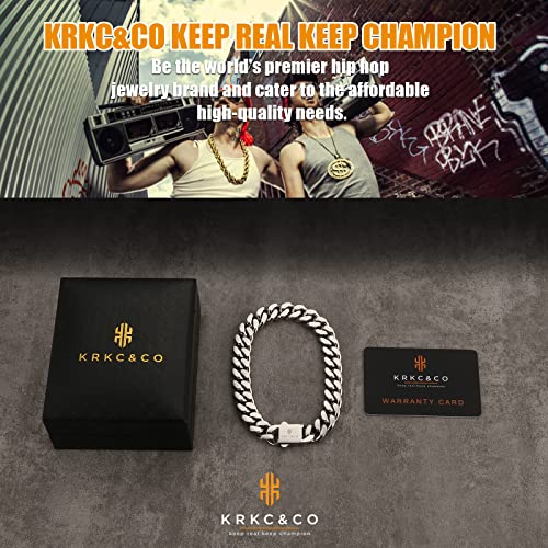 KRKC&CO Herren Cuban Link Kette - 14K Gold/Silber Edelstahl 3-6mm Länge 45-61cm