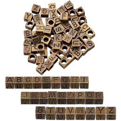 Perles carrées alphabet en bronze antique SUNNYCLUE pour création de bijoux DIY - 2