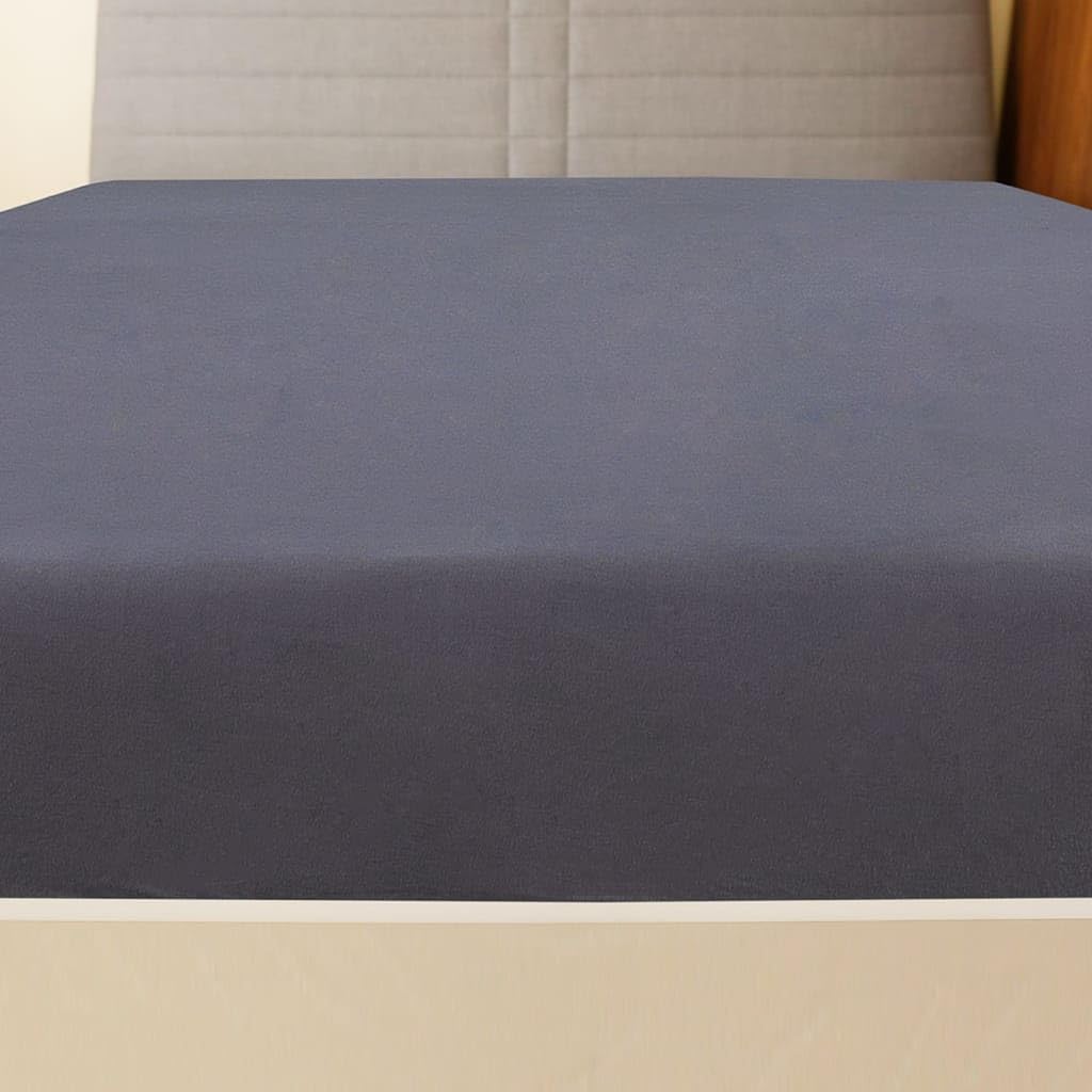 Spannbettlaken 180x200 cm Jersey 2er Set Anthrazit Baumwolle elastisch weich atmungsaktiv für Doppelbett
