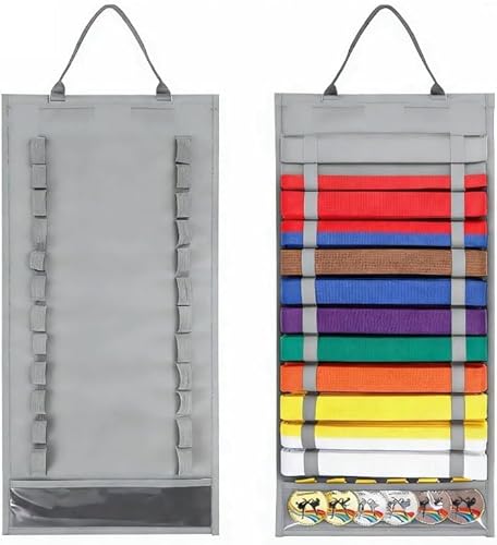 Karate Belt Display Rack – PVC Medal Storage & Felt Taekwondo 8 Belts Holder for Martial Arts Students, Learners – Organize Karate & Taekwondo Belts (Gay)